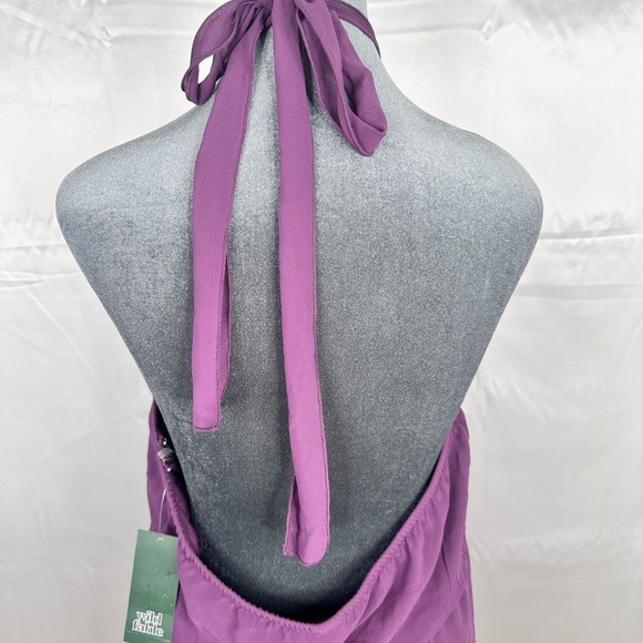 NWT Wild Fable Purple Flowy Lined Halter Dress Size L - Picture 6 of 11